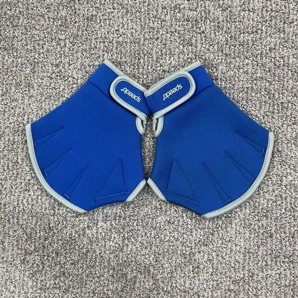 Speedo Aqua Fitness Gloves Blue Gray Water Exercise Swim Training Pair